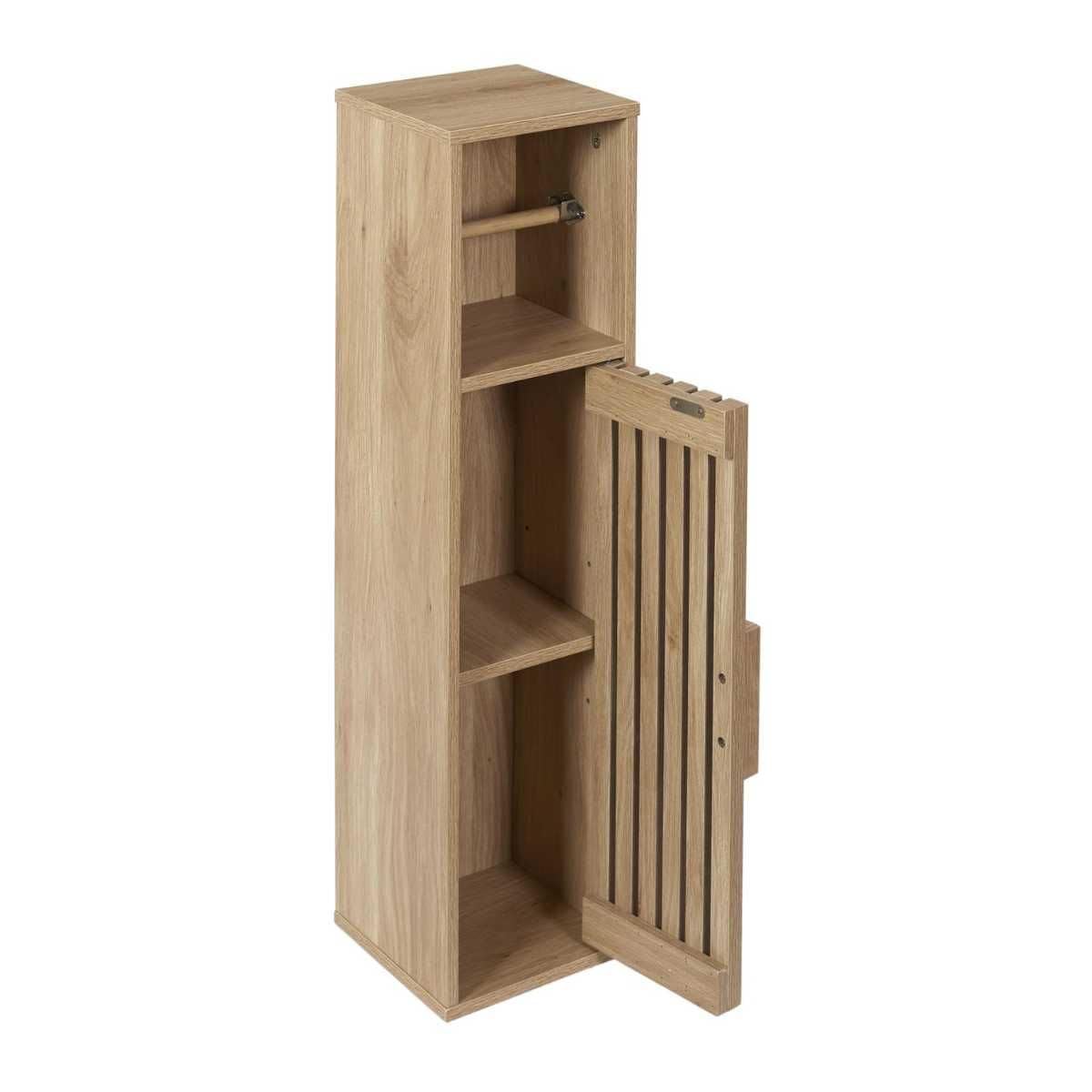 Meuble dérouleur papier toilettes 1 Portes Effet Bois avec Tasseaux - PAJAN