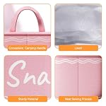 Snack Basket for Pantry & 5 Seal Clips - Snack Bin Organizer for Countertop - Imitation Linen Snack Storage Containers for Storing Chips, Pretzels, Cookies, Popcorn and more (1, Pink) - Image 4