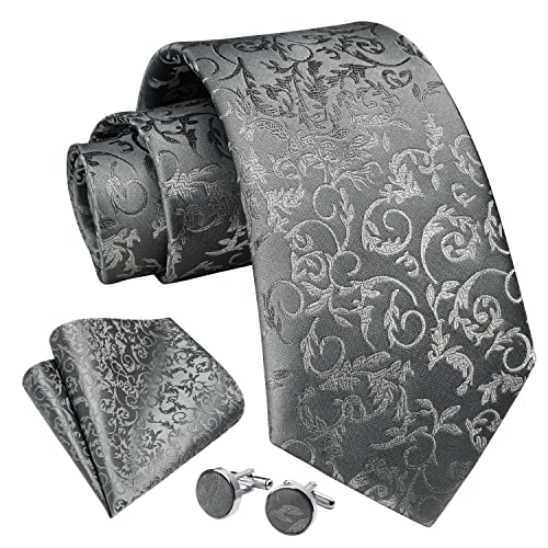 Image of Enlision Mens Ties Solid Color Satin Necktie Ties for men Handkerchief Cufflinks Pocket Squares for Wedding