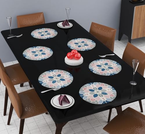 Image of LaVichitra Cotton Table Placemat | Dining Table Mat | Bed Side Table Mat | Cotton Round Shape Placemats | Washable PlaceMat for Shelves & Plant Pots - Pack of 6, Bohemian