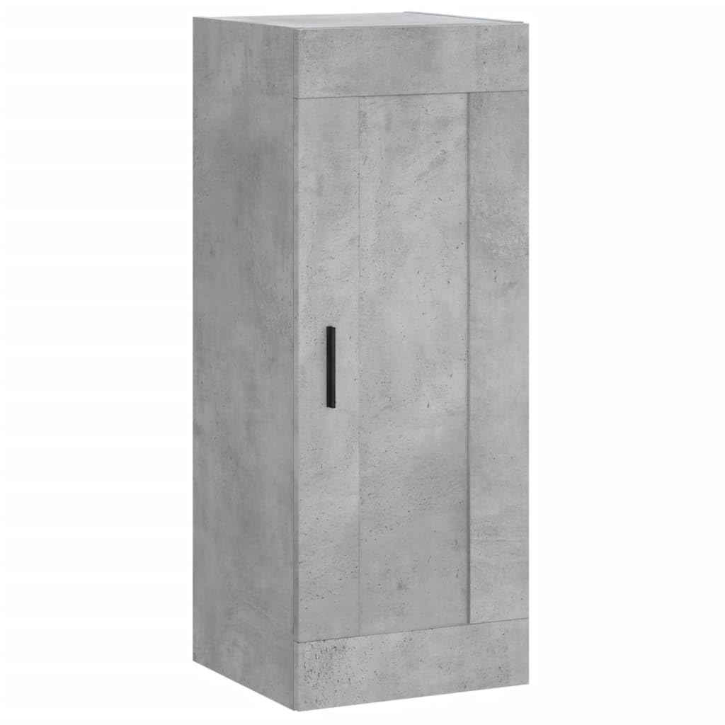 Générique Bufet wysoki szary beton 34,5x34x180 cm z drewna inżynieryjnego, wysoka szafka z metalowymi drzwiami i nogami, duża przestrzeń do przechowywania do organizacji codziennych niezbędnych rzeczy