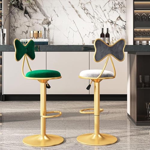 Tabouret de bar pivotant ergonomique velours réglable contre mal de dos
