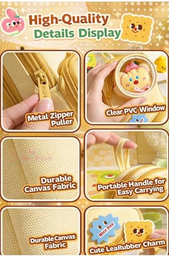 Image of Invite Cute Backpack Style Pencil Case with Visible Display Window, Multi-Layer Large Capacity Stationery Organizer for Kids & Students (Kitten-Black Pouch)