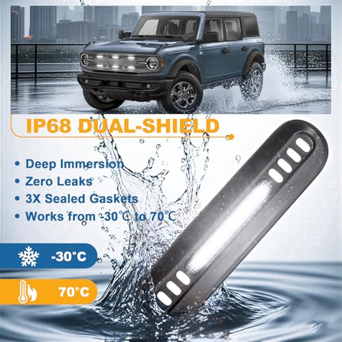 Image of LED Grille Lights for Ford Bronco 2024 2021 2022 2023 Front Grill Inserts Light Snap-on Lamps Fits for Big Ben-d Outer Bank Accessories 2-4 Door (White Lights, 6PCS)