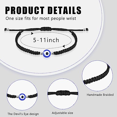 Sasylvia 50pcs Evil Eye Bracelets Bulk Adjustable Lucky protection String Amulet Employee Appreciation Gift for small business wholesale Party Favors4