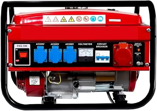 SVE Generador Eléctrico Gasolina 15L 5500W 230/380V 4 ENCHUFES (2500W Trifásico 3000W Monofásico) Motor 4 Tiempos