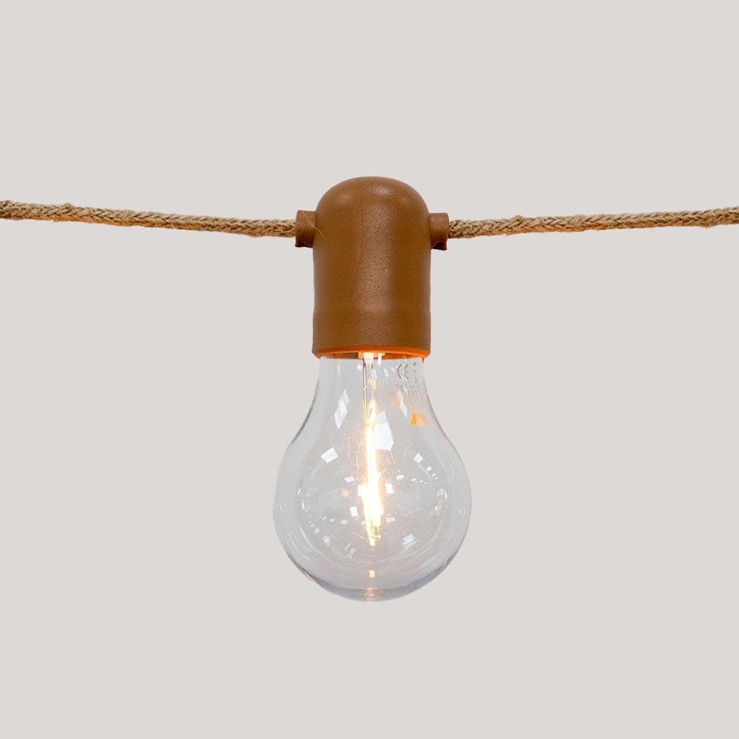 LED Lichterkette außen 5m 10x E27 IP44 Braunbeige 2700 K warmweißes Licht 350 lm mit Stecker Außenlichterkette Garten Balkon Terrasse