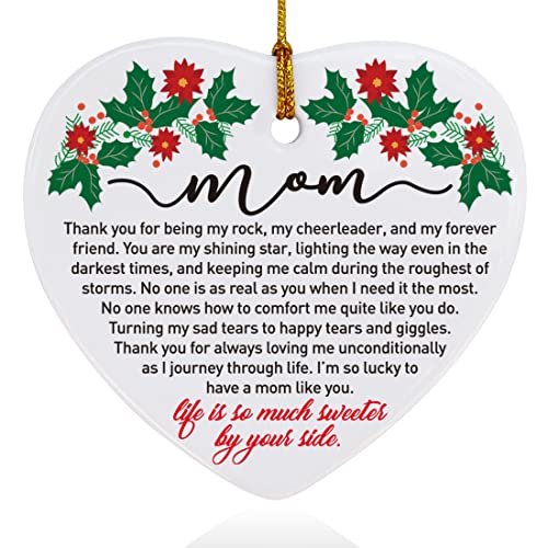 Image of Gifts for Mom, Birthday Christmas Keepsake Ornaments Gifts for Mother from Daughter Son, Holiday Christmas Tree Decorations Ornaments Sign, Life is So Much Sweet by Your Side