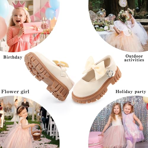 Image of Wulubaba Toddler Girl Dress Shoes Bow Black Dress School Shoes Princess Mary Jane for Toddler /Little Girl