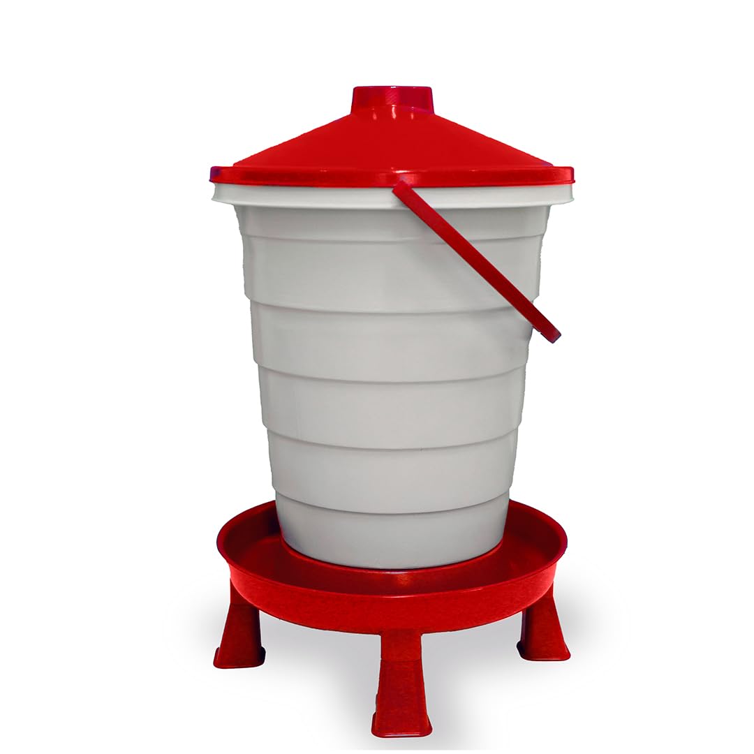 Bevitore a secchiello per pollame, grande capacità e facilità di utilizzo, con filtro per mantenere la qualità dell'acqua, abbeveratoio con gambe per galline, fagiani, tacchini, ecc. (20 litri)