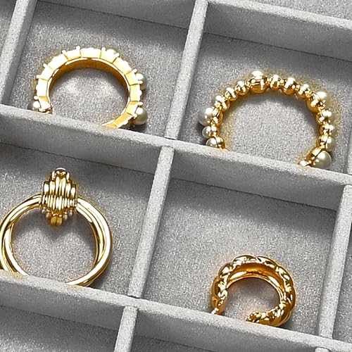 24 Grids Jewelry Tray Earring Organizer Tray Ring Earrings Holder Jewelry Drawer Organizer Storage Display Holder (Grey)