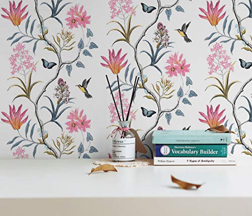 Vintage Floral Wallpaper Stick and Peel Rustic Self-Adhesive Removable Contact Paper Blooming Flower and Bird Wall Paper for Room Decoration Old Furniture Renovation Waterproof Vinyl Film17.7