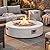 COSIEST 2-Piece Outdoor Propane Firepit Table Set w Tank Table, 42 inch Dark Fire Table CSA Certified, 50,000 BTU w Beige Round Base,Wind Guard and 16 inches Tank Side Table 20lb for Garden,Pool