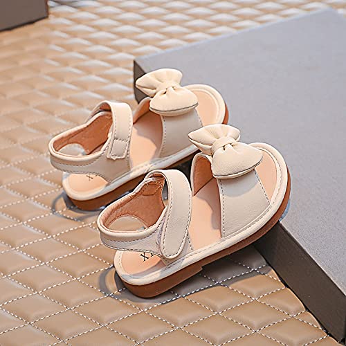 Girls' Sandals Summer Bowknot Children Sandals Toddler Baby Shoes Girls Beach Prewalker Girl's shoes (Beige, 10.5 Little Kid)3
