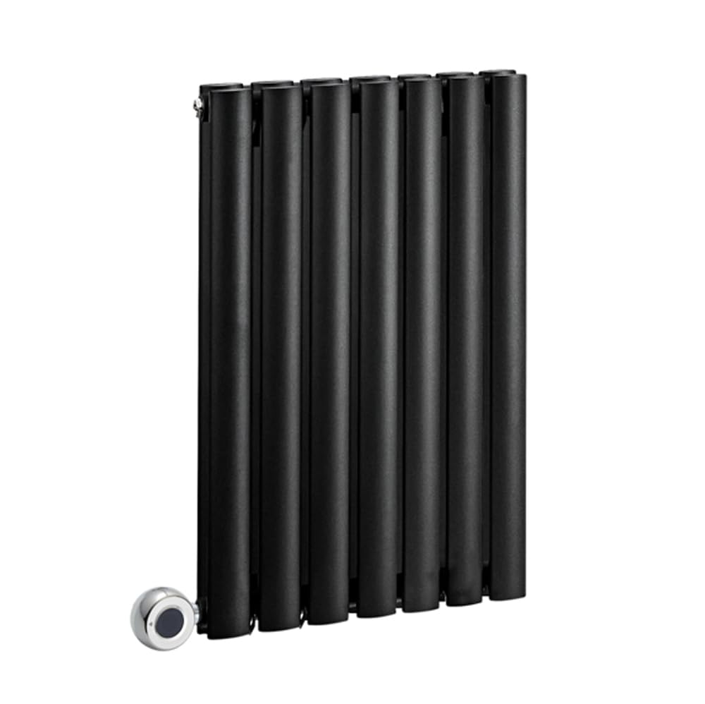 Milano Aruba 600W Black Horizontal Double Oval Panel WiFi Electric Radiator - 635mm x 413mm