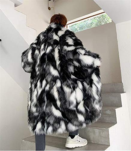 HZCX FASHION Men's Fluffy Faux Fur Coat Long Thicken Soft Cotton Overcoat3