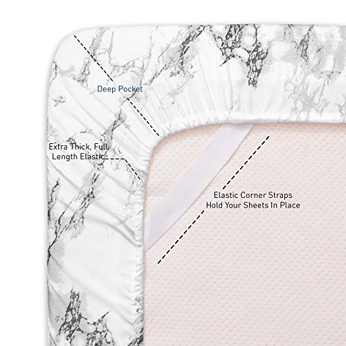 Image of 1500 Supreme Collection Extra Soft Marble Print 4-Piece Sheet Set- Luxury Bed Sheets Set with Deep Pocket Wrinkle Free Bedding, Full Size