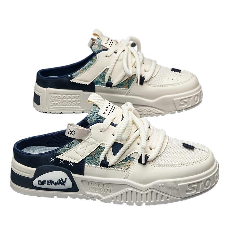 Mens Low-Top Slip-On Platform Shoes - Breathable, Comfy, Double Shoelaces, Hollow Out Design Seasons Outdoor Walking, Jogging, Camping, Casual Daily Wear