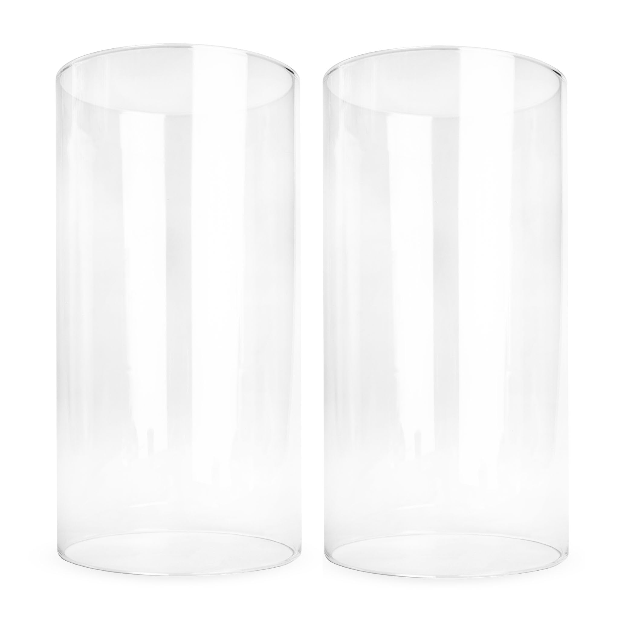 Sendez 2 cilindros de cristal sin base, altura: 20 cm, diámetro de 10 cm, portavelas, decoración de mesa, portavelas, farol