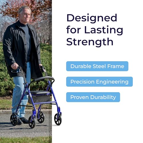 image for Drive Medical Rollator Walker with Seat - Stable Mobility Support - He