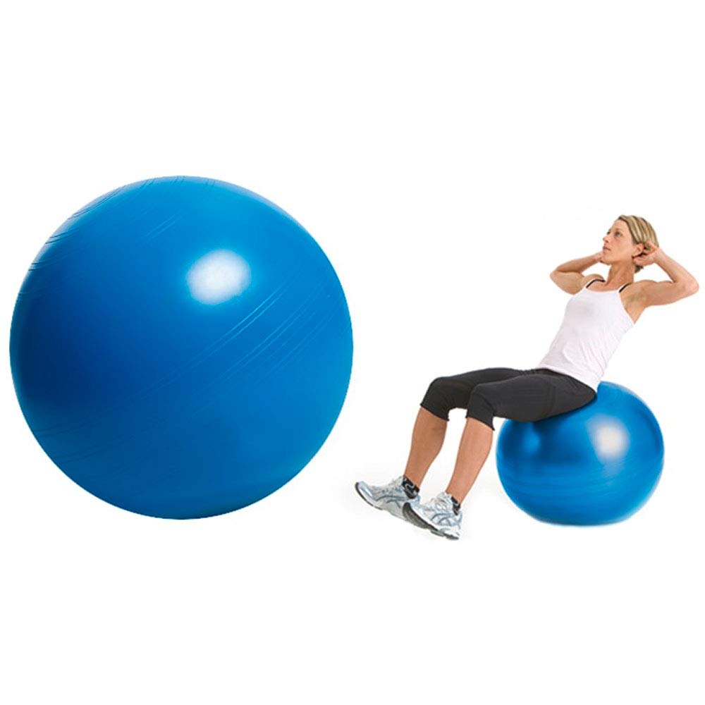 Deuser Blue Ball | Gymnastikball mit Ballbezug | Ergonomischer Sitzball für Büro & Fitness | Komfortable Griffe | Stabilitäts-Set bis 300 kg belastbar | Fitness Ball