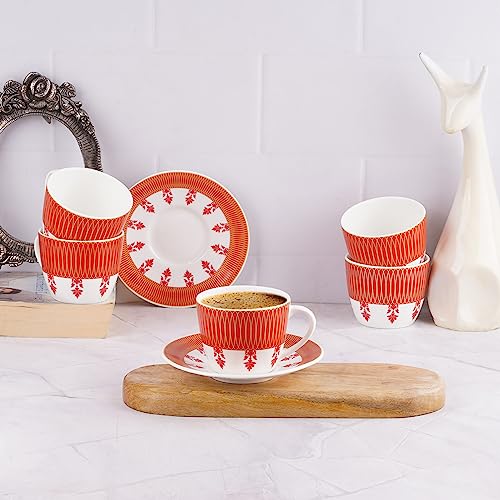 Image of Dandy Lines Royal Mumbai Red Coffee Mug Set - Pack of 12 - Perfect Coffee Mugs for Women /Men - Unique Design - Ideal for Home /Office - Premium Quality, Stylish Cups & Mugs Collection