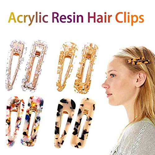 LOVINSHOW 8Pcs Acrylic Resin Hair Clips Fashion Geometric Alligator Hair Clips Hair Barrettes for Women Hair Accessories