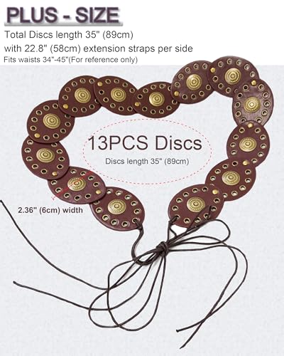 Western Chunky Wide Disc Belt for Women Plus-Size Boho Hollow PU Leather Lace-up Cowgirl Waist Belt for Dresses Jeans3