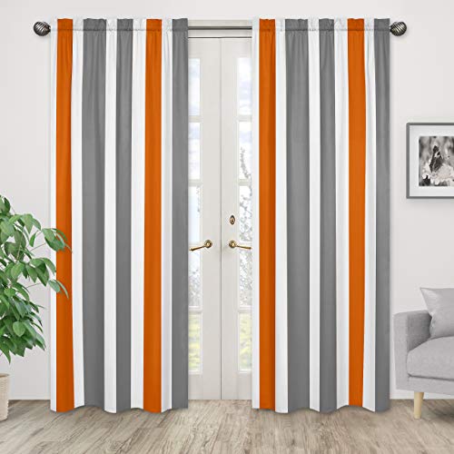 Sweet Jojo Designs Gray, Orange And White Window Treatment Panels For Stripe Collection - Set Of 2 #TOP1