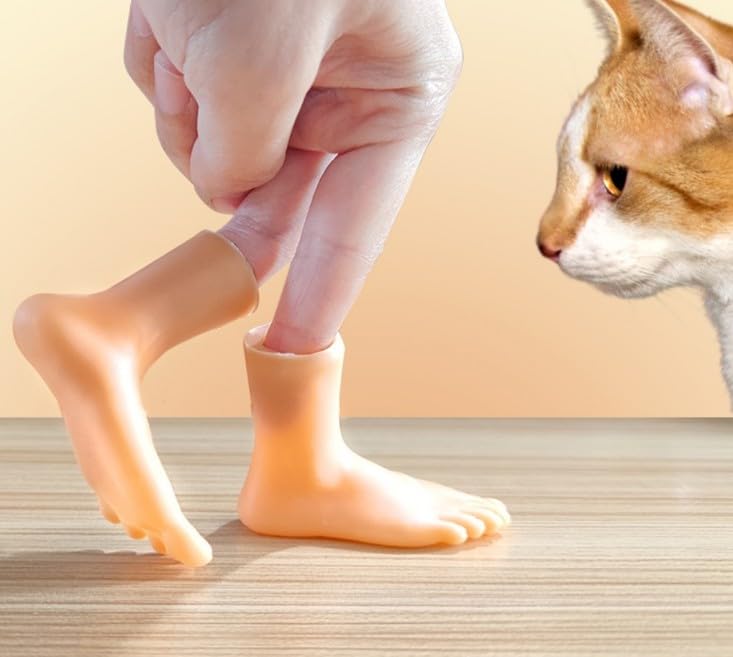 Finger Feet Puppet Tiny Feet, 2 Pairs Finger Shoes, Realistic Left and Right Small Feet for Fun, Adults and Teens