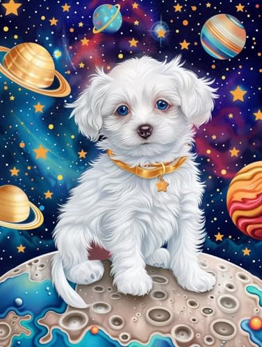 Pintura por números adultos perro para reducir el estrés con manualidades DIY