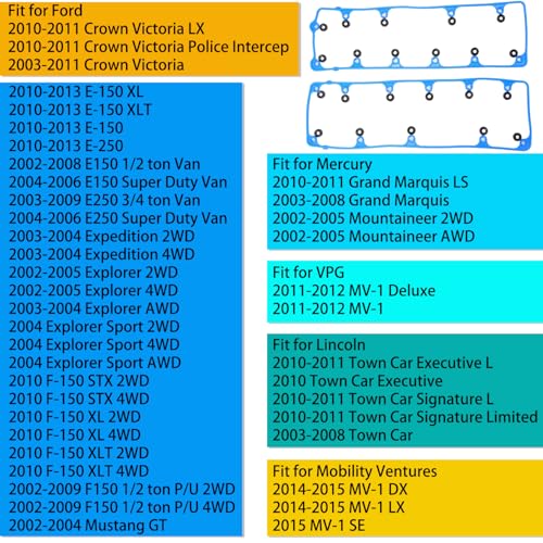 Image of VS50564R Engine Valve Cover Gasket Fit for 2002-2015 Ford Crown Victoria E150 /E250 /F150 Heritage Expedition Explorer Mustang Lincoln Town Car Mercury Grand Marquis Mountaineer 4.6L V8