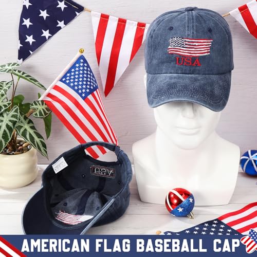Image of Geyoga 4 Pack USA Flag Baseball Cap Washed