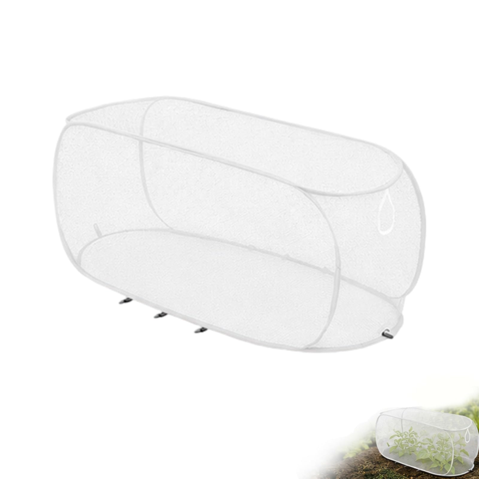 Pop Up Garden Mesh Plant Cover, Foldable Plant Protection Tent,Portable Greenhouse Cage with Ground Stakes,Anti Bird Insect Sun,for Vegetables, Herbs & Potted Plants (99 * 45 * 40cm,White)