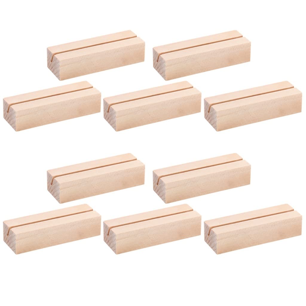 MOBYGKFY 10pcs Wooden Photo Stand Business Card Holder Rectangular Picture Office Memo