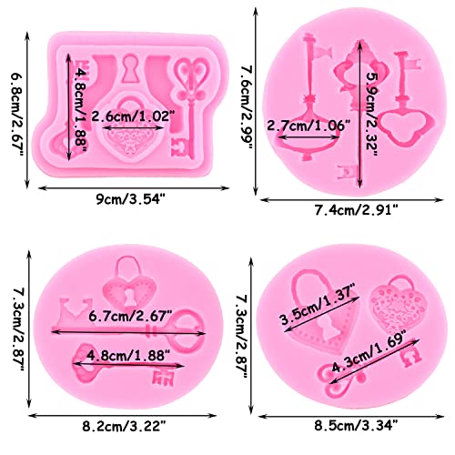 Rfghac Vintage Key Fondant Molds Lock Keyhole Silicone Molds For Cake Decorating Cupcake Topper Candy Gum Paste Polymer Clay Set Of 4 #TOP2