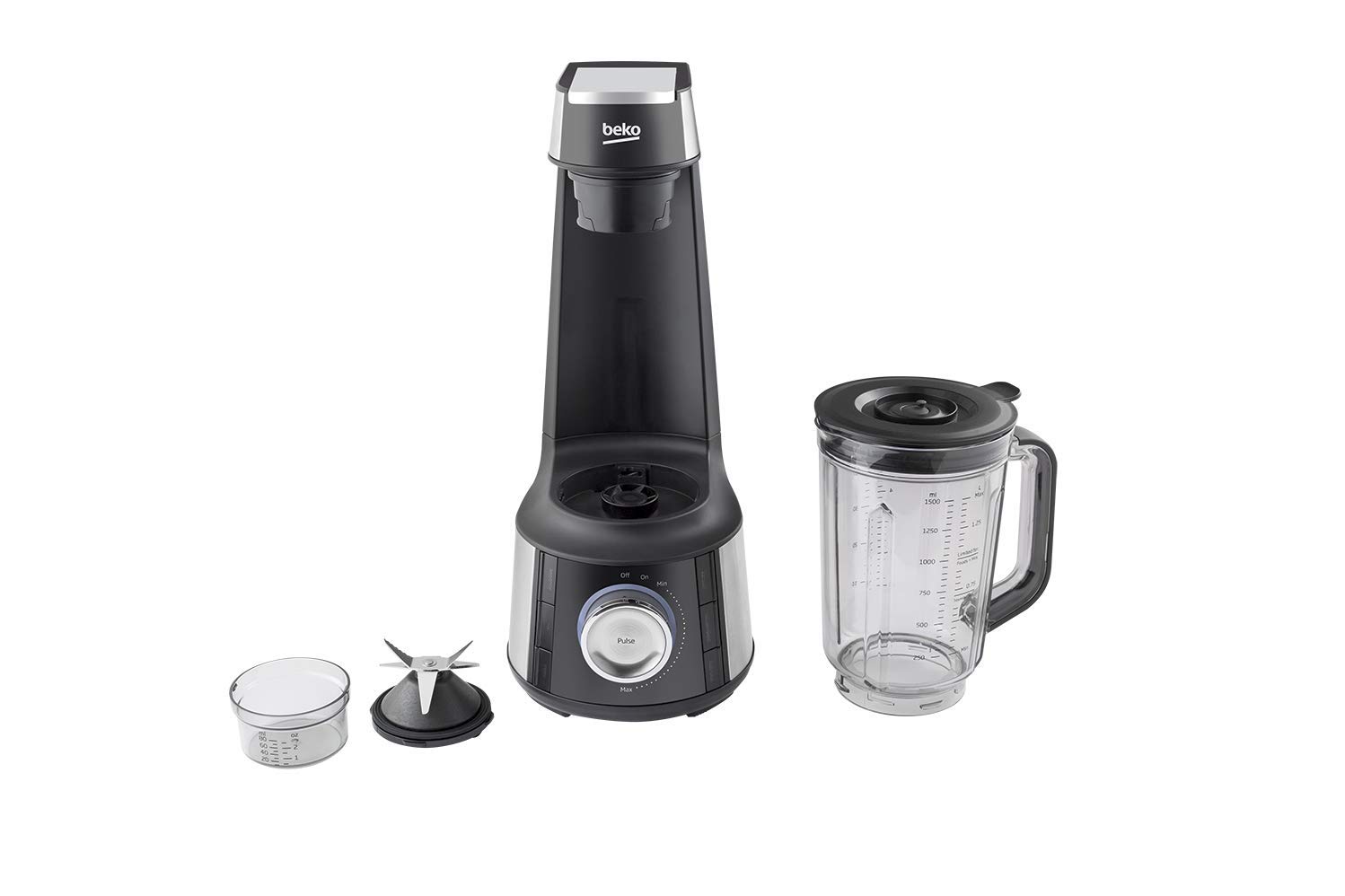 Beko TBV8106BX - ProWellness - Batidora Vaso al Vacío, 1000 W, Vaso de 1.7 litros de Tritan, Velocidad variable + Función Pulse, Programas Automáticos, (Accesorios: Botella de uso individual de 700ml,