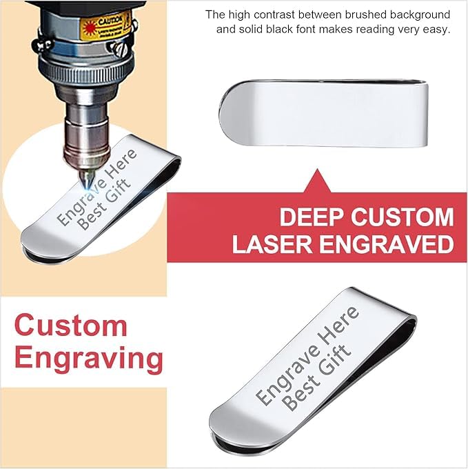 2PCS Custom Initials Money Clip,Personalized Stainless Steel Money Wallet,Engrave Monogram/Date/Text,Cash Clip Gift for Men Father's Day Birthday Wedding Gift2