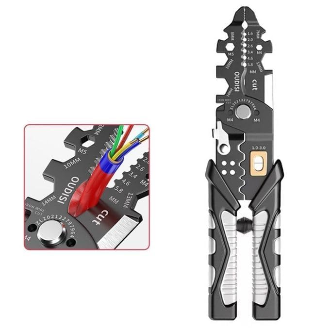 Image of Daccfy All in 1 Multifunction Stainless Steel Wire Stripper /Wire Crimping Tool, Wire Cutter, Wire Crimper, Cable Stripper, Wiring Tools (25 in 1 wire stripper)