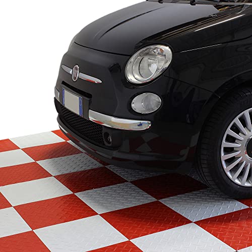 Sogi Pav-01-RO - Suelo de baldosa roja de polipropileno, para taller, coche, moto, suelo - Repele la grasa, antierosión