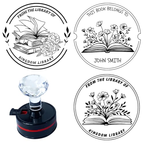 Sello de libro personalizado, personalizado de The Library of Stamp, redondo autoentintado a este libro pertenece, sellos de nombre de dirección personalizados, regalo para amantes de la biblioteca