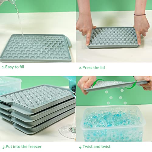 Unigul Mini Ice Cube Trays, Small Ice Cube Trays Easy Release, 104X4 Pcs Crushed Ice Tray Ice Cube Trays For Chilling Drinks Coffee Juice(4Pack Blue Ice Trays & Ice Bin & Ice Scoop) #TOP3