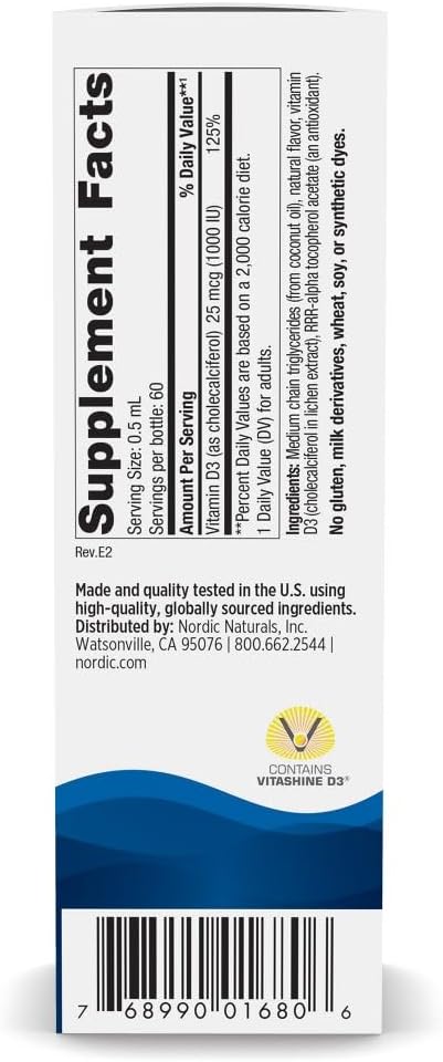 Nordic Naturals Plant-Based Vitamin D3 Liquid - 1 oz - 1000 IU Vitamin D3 - Healthy Bones, Mood & Immune System Function - Non-GMO, Vegan - 60 Servings - Image 2