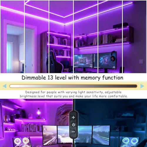 Image of 40 FT Purple Led Lights Strip Indoor Rope Lights Easy DIY Halloween Decor Cuttable Strip Lights for Room Bathroom Living Room Kitchen Ceiling Wall Vanity Mirror Decor