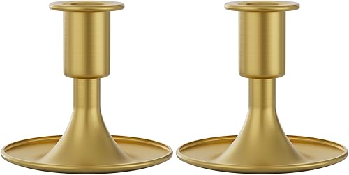 Juego de 2 portavelas cónicos dorados, portavelas para decoración de mantel del hogar, decoraciones de mesa de vacaciones, centros de mesa de boda,