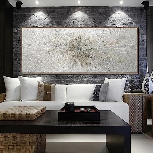 Peinture abstraite moderne pour habiller un grand mur vide de salon avec une toile prête à poser
