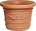 OEM SYSTEMS Vaso Tondo Festonato Ø 50Cm in Resina Colore Terracotta Doppio Bordo
