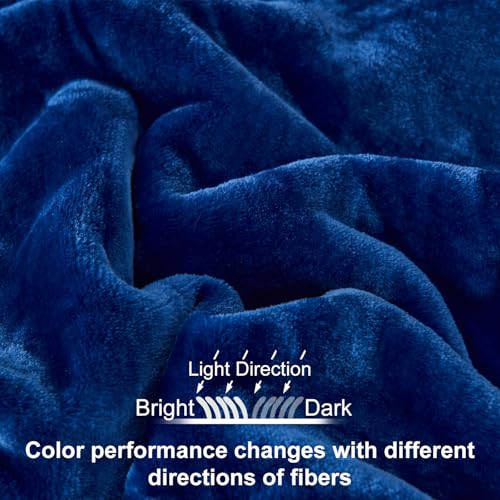 Image of JYK Fleece Plush Bed Blanket 4.4 LB, 1 Ply, Korean Mink Blanket King Size 85 inch x 95 inch - Super Soft and Warm, Lightweight and Cozy Fuzzy Fleece Blanket Throw for Spring Fall Winter Home Decor, Navy