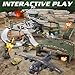 Military Base Toy Race Track Set with Airplane, Tanks, Cars, Helicopters, Fighter Jets, Army Men Action Figures and Play Mat, Army Vehicle Toys for Kids, Ideal Gift for Boys Girls