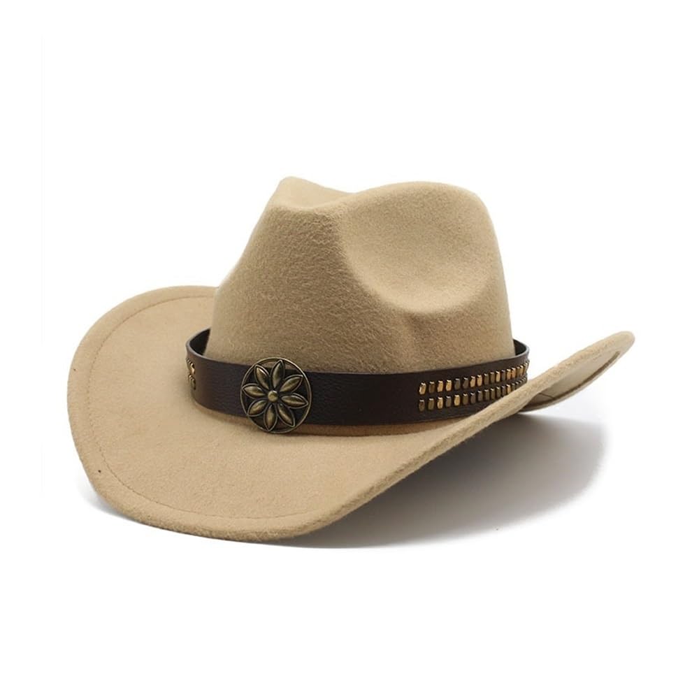 Chapeau tibétain Vintage, Chapeau de Cow-Boy Occidental avec Accessoires Cowhead, Chapeau de Style Ethnique Automne et Hiver(Noir)